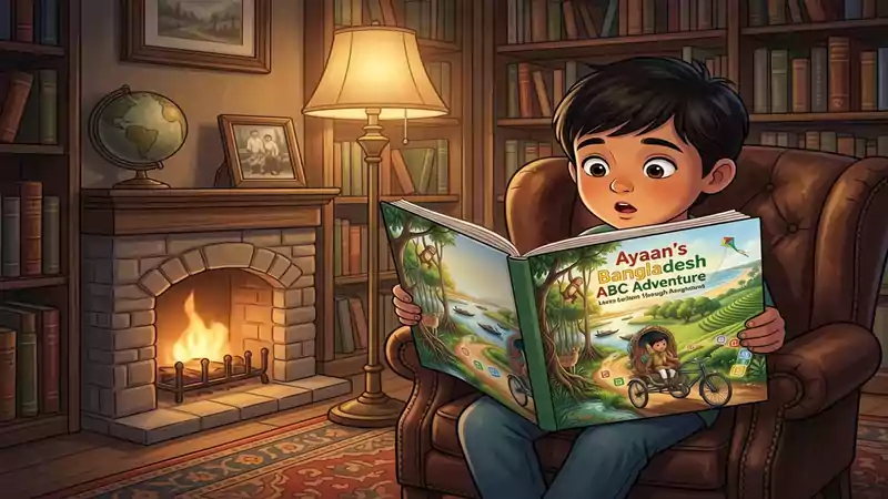 Child reading a personalized storybook